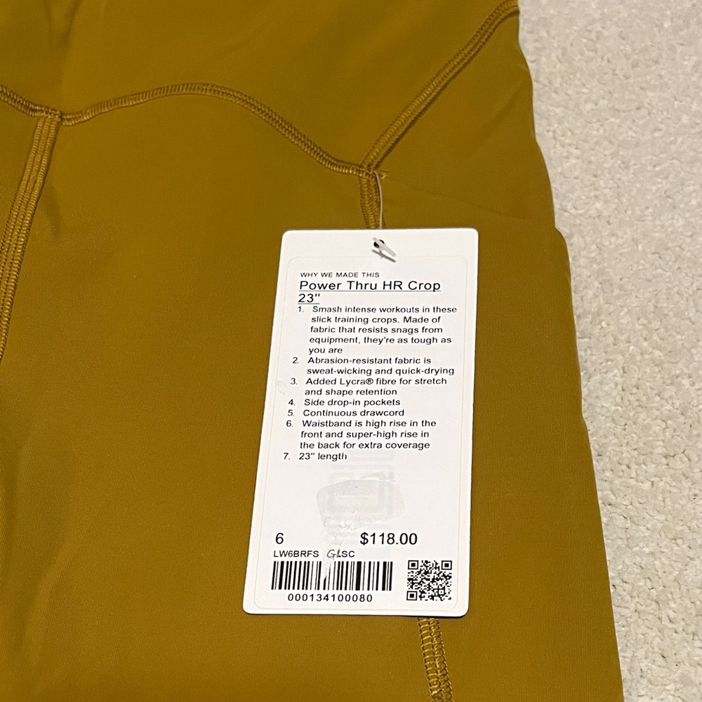Lululemon Power Thru HR Crop 23 NWT SIZE 6 GLSC - Picture 5 of 5